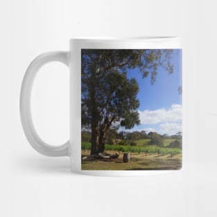 Blue Sky and Fluffy clouds in the Vineyard - Adelaide Hills - Fleurieu Peninsula by Avril Thomas Mug